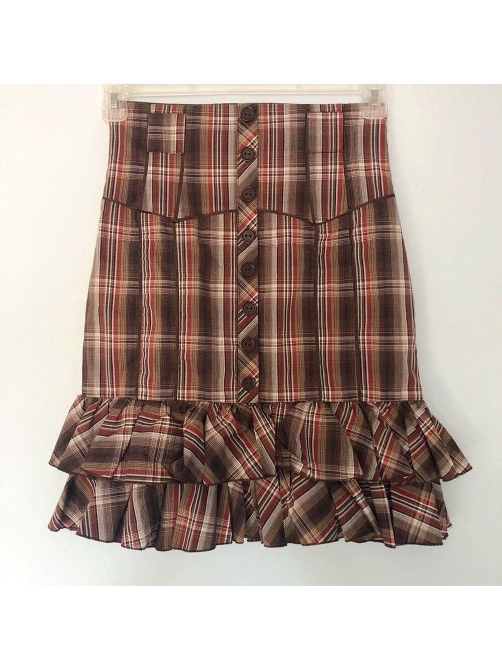 Brown Plaid Western Style Skirt Size 4